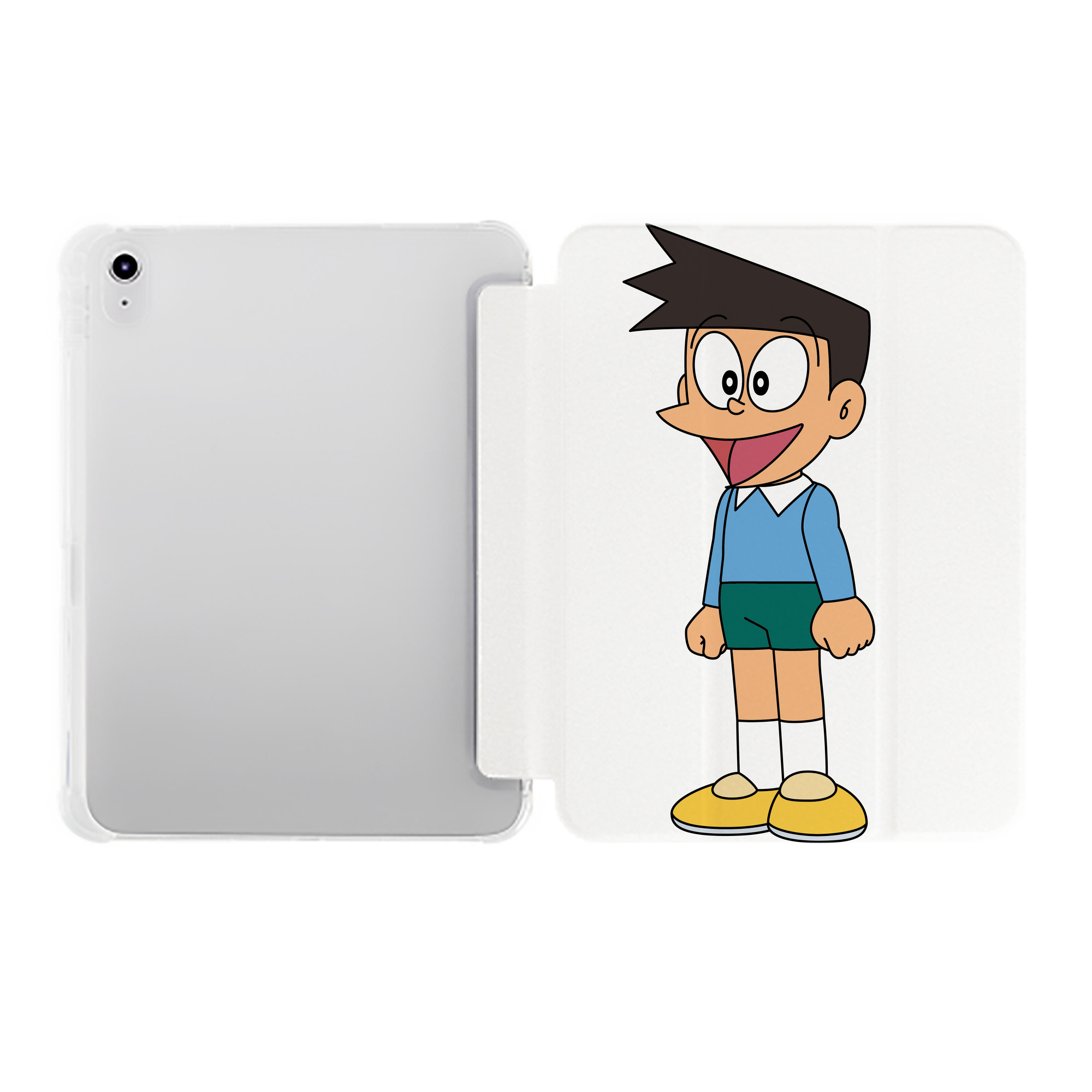 （画像用） ドラえもん 骨川 スネ夫 Doraemon Honekawa Suneo IPad ケース ペン収納付き 三つ折りスタンド PUレザー×シリコン 対応機種9.5/10.5/10.9インチ